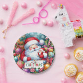 Christmas Santa With Baby Papieren Bordje (Feest)