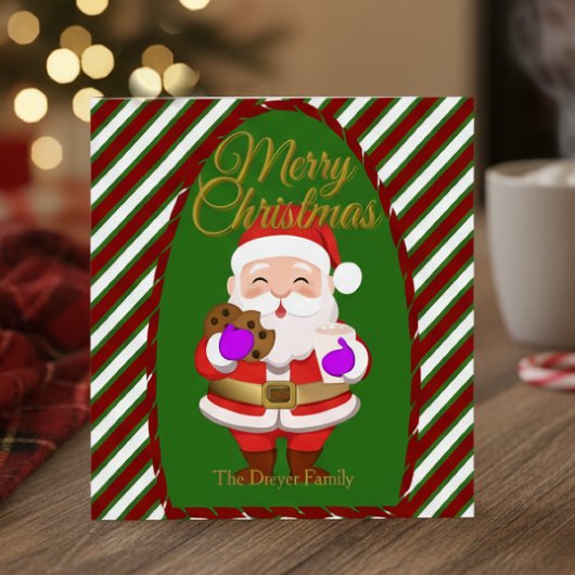 Christmas Santa With Cookies Flat Holiday Card Feestdagenkaart