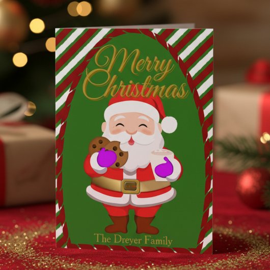 Christmas Santa With Cookies Folded Holiday Card Feestdagen Kaart