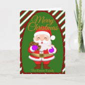 Christmas Santa With Cookies Folded Holiday Card Feestdagen Kaart (Voorkant)