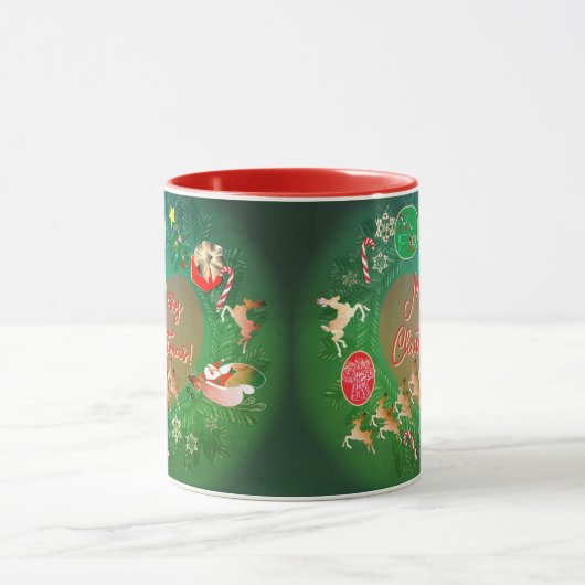 Christmas Santa Wreath  Mok (Midden)