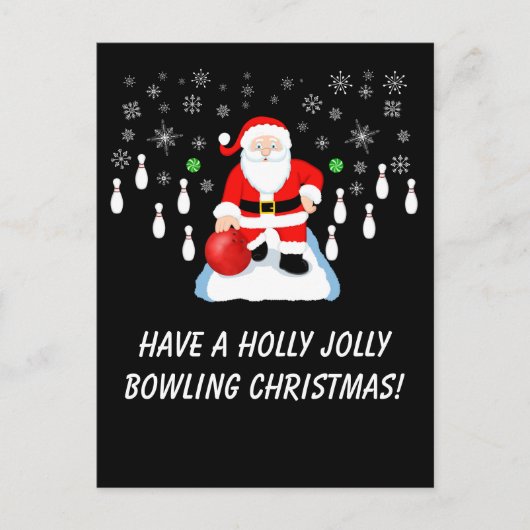 Christmas Santa's Bowling Holly Jolly Fun Briefkaart (Voorkant)
