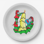 CHRISTMAS SANTA'S ELVES DECORATING PAPIEREN BORDJE (Voorkant)