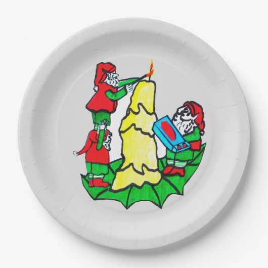 CHRISTMAS SANTA'S ELVES DECORATING PAPIEREN BORDJE (Voorkant)