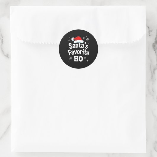 Christmas Santa's Favorite Ho Shirt, Adult Naughty Ronde Sticker (Tas)