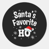 Christmas Santa's Favorite Ho Shirt, Adult Naughty Ronde Sticker (Voorkant)