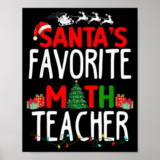 Christmas Santa's Favorite Math Teacher Mathematic Poster (Voorkant)
