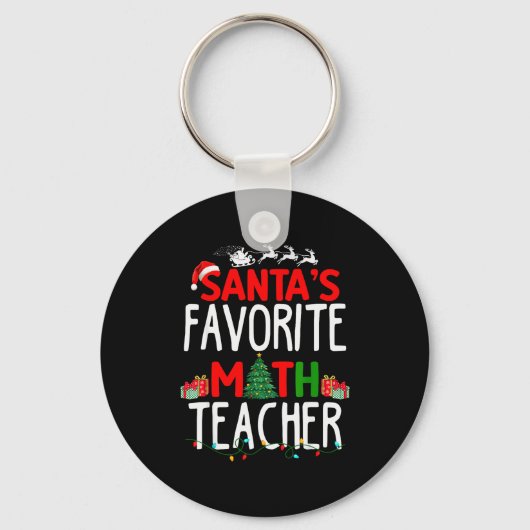 Christmas Santa's Favorite Math Teacher Mathematic Sleutelhanger (Voorkant)
