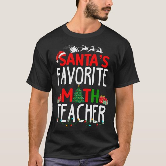 Christmas Santa's Favorite Math Teacher Mathematic T-shirt (Voorkant)