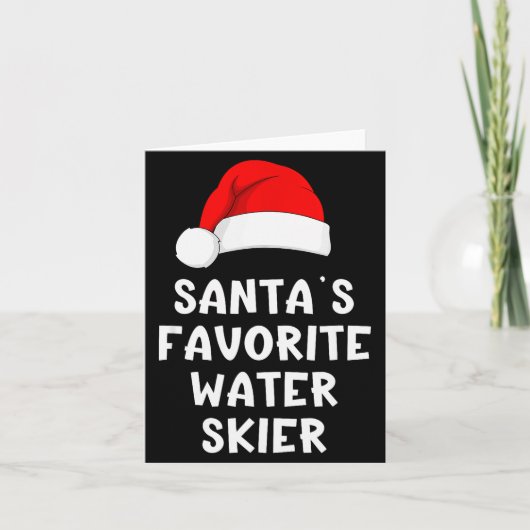 Christmas Santa's Favorite Water Skier Skiing Ski  Kaart (Voorkant)
