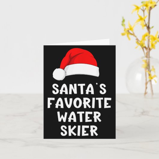 Christmas Santa's Favorite Water Skier Skiing Ski  Kaart (Gele Bloem)
