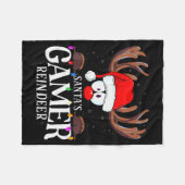 Christmas Santa's Gamer Reindeer Matching X-mas Fleece Deken (Voorkant (Horizontaal))