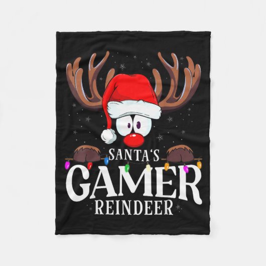 Christmas Santa's Gamer Reindeer Matching X-mas Fleece Deken (Voorkant)