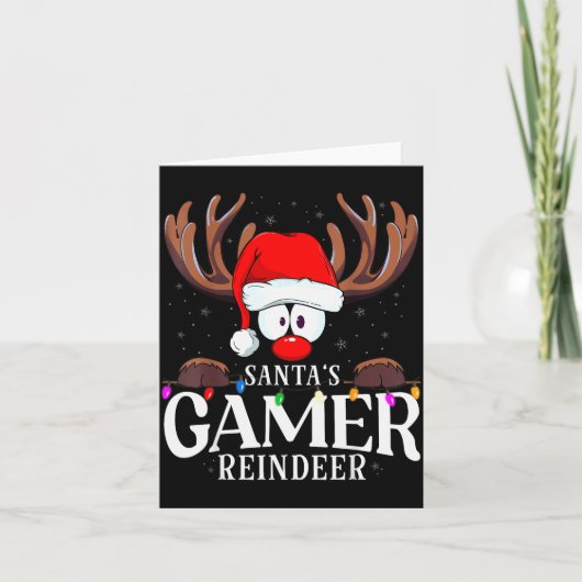 Christmas Santa's Gamer Reindeer Matching X-mas  Kaart (Voorkant)