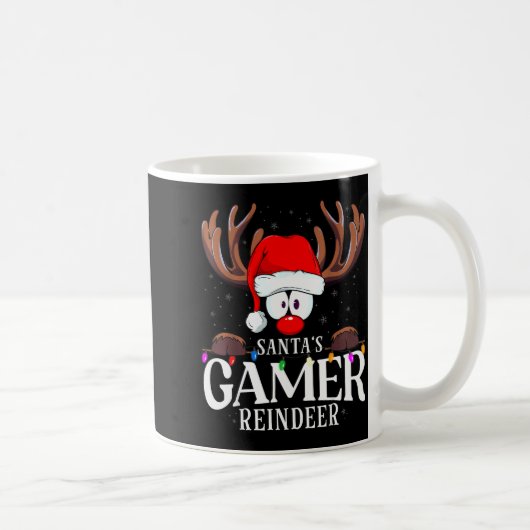 Christmas Santa's Gamer Reindeer Matching X-mas  Koffiemok (Rechts)