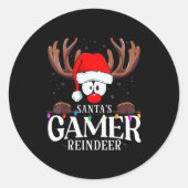 Christmas Santa's Gamer Reindeer Matching X-mas  Ronde Sticker (Voorkant)