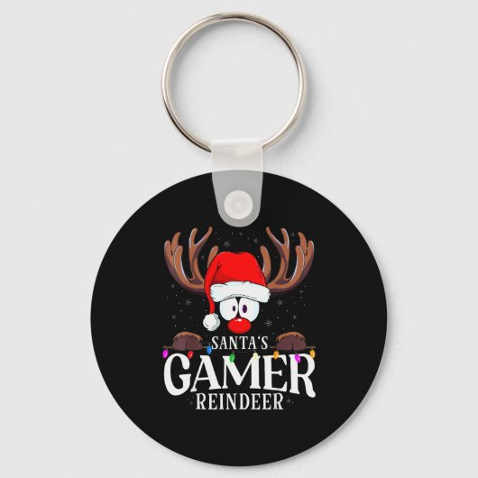Christmas Santa's Gamer Reindeer Matching X-mas Sleutelhanger (Voorkant)