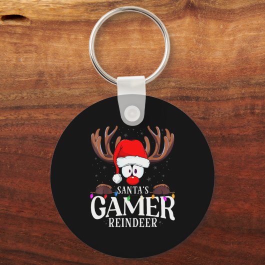 Christmas Santa's Gamer Reindeer Matching X-mas  Sleutelhanger (Voorkant)