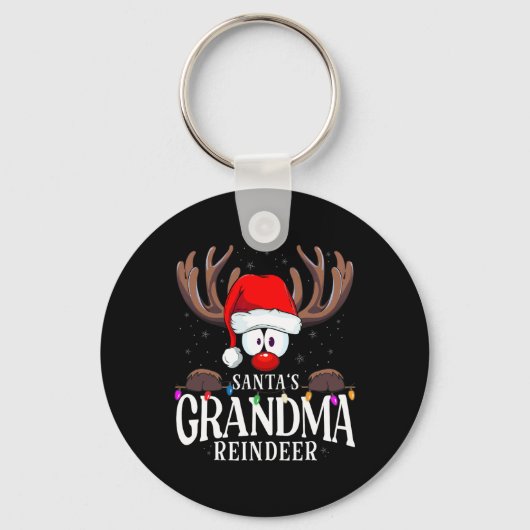 Christmas Santa's Grandma Reindeer Matching X-mas Sleutelhanger (Voorkant)