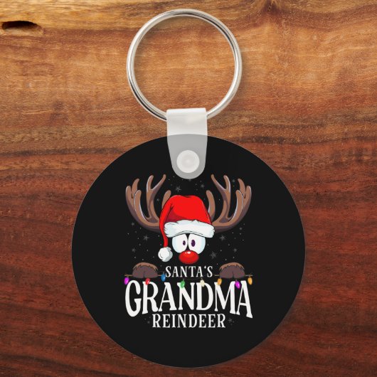 Christmas Santa's Grandma Reindeer Matching X-mas  Sleutelhanger (Voorkant)