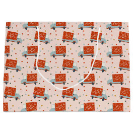 Christmas Santa's Mail Truck Illustration Gift Bag Groot Cadeauzakje