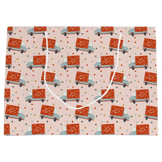 Christmas Santa's Mail Truck Illustration Gift Bag Groot Cadeauzakje (Voorkant)