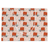 Christmas Santa's Mail Truck Illustration Gift Bag Groot Cadeauzakje (Achterkant)