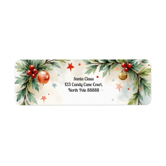 Christmas Santa's Return Address Etiket (Voorkant)