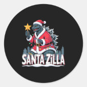Christmas Santazilla Japanese Monster Dinosaur Boy Ronde Sticker (Voorkant)