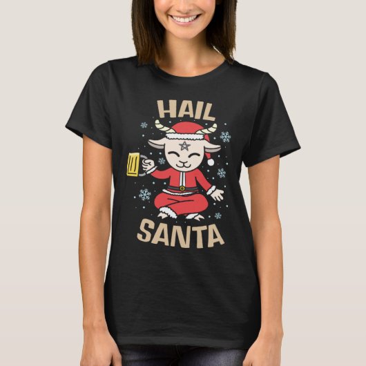 Christmas Satanic Hail Santa for Witches Warlock T-shirt (Voorkant)