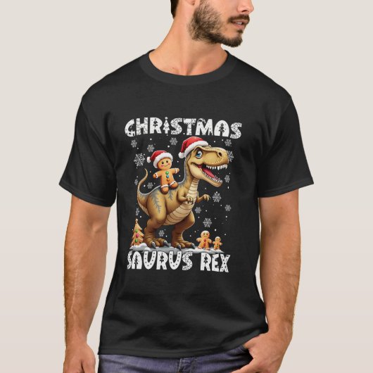Christmas Saurus Rex Gingerbread Man Cookie Dinosa T-shirt (Voorkant)