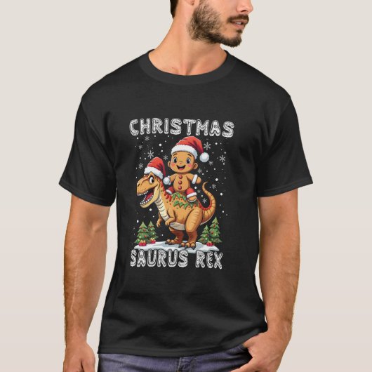 Christmas Saurus Rex Gingerbread Man Cookie Dinosa T-shirt (Voorkant)