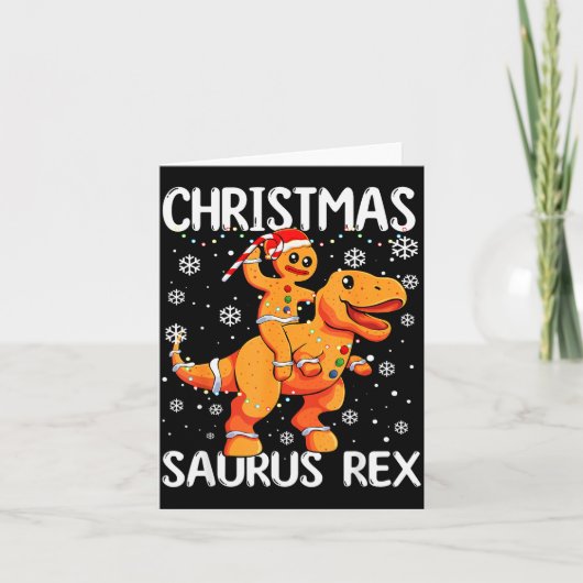 Christmas Saurus Rex Gingerbread Man Cookie Trex B Kaart (Voorkant)