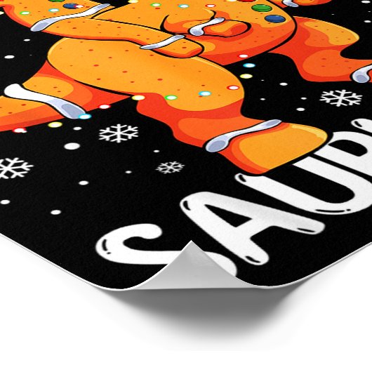 Christmas Saurus Rex Gingerbread Man Cookie Trex B Poster (Hoek)