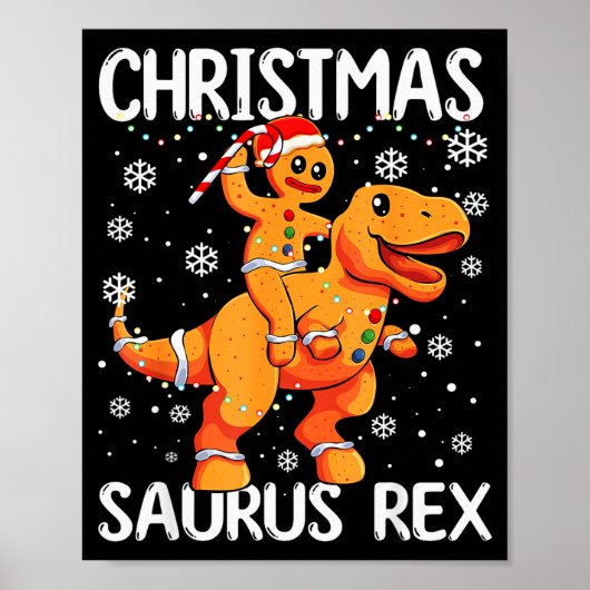Christmas Saurus Rex Gingerbread Man Cookie Trex B Poster (Voorkant)
