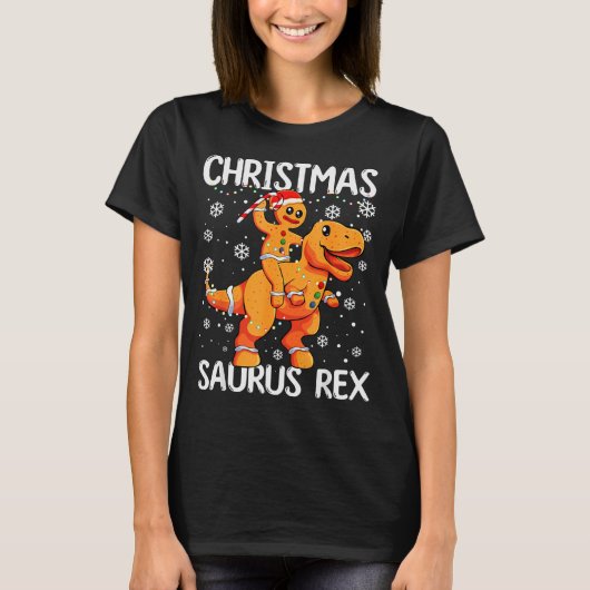 Christmas Saurus Rex Gingerbread Man Cookie Trex B T-shirt (Voorkant)