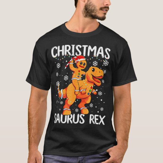 Christmas Saurus Rex Gingerbread Man Cookie Trex B T-shirt (Voorkant)