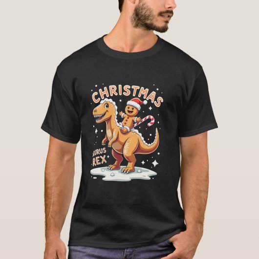 Christmas Saurus Rex Gingerbread Man T Rex Cookie T-shirt (Voorkant)