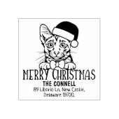 Christmas Savannah Cat Retouradres Rubberstempel (Afrduk)