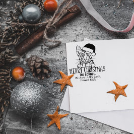 Christmas Savannah Cat Retouradres Rubberstempel