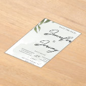 Christmas Save the Date Card Winter Wedding Pine  Acryl Uitnodigingen (Laagn)