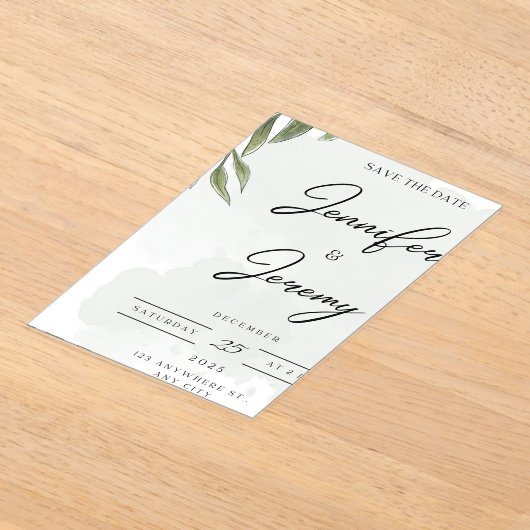 Christmas Save the Date Card Winter Wedding Pine  Acryl Uitnodigingen (Laagn)