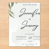 Christmas Save the Date Card Winter Wedding Pine  Acryl Uitnodigingen (Voorkant)