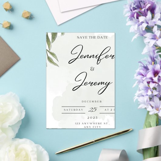 Christmas Save the Date Card Winter Wedding Pine  Acryl Uitnodigingen (Insitu (Huwelijk))