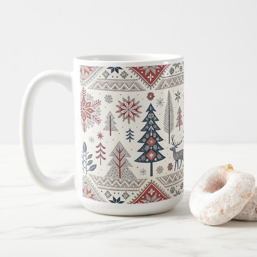 Christmas Scandinavian Geometric Minimalist Koffiemok (Met donut)