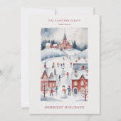 Christmas Scandinavian Style  Snowy Winter Village Feestdagenkaart (Voorkant)