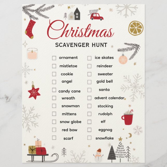 Christmas Scavenger Hunt Checklist Art Briefhoofd (Voorkant)