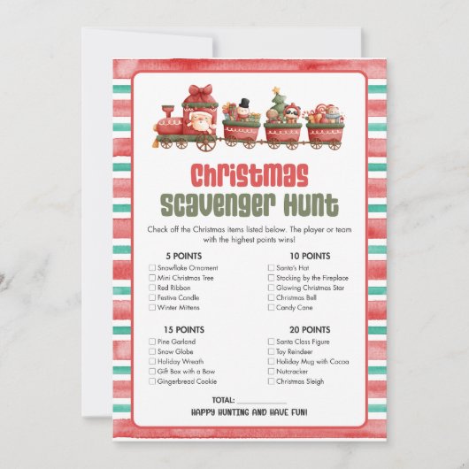 Christmas Scavenger Hunt Game Feestdagenkaart (Voorkant)