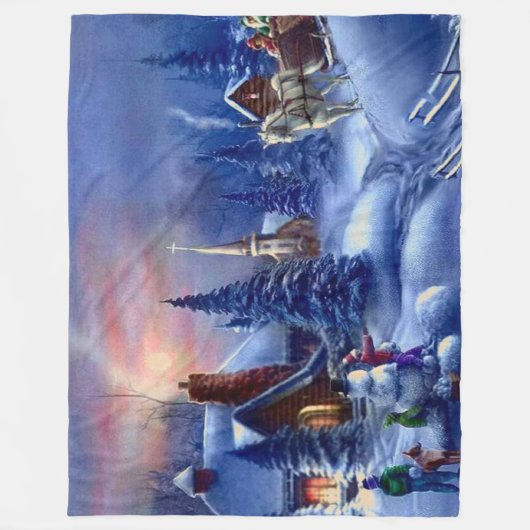 CHRISTMAS SCENE FLEECE DEKEN (Voorkant)