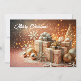 Christmas Scene with gifts and glittery Feestdagenkaart